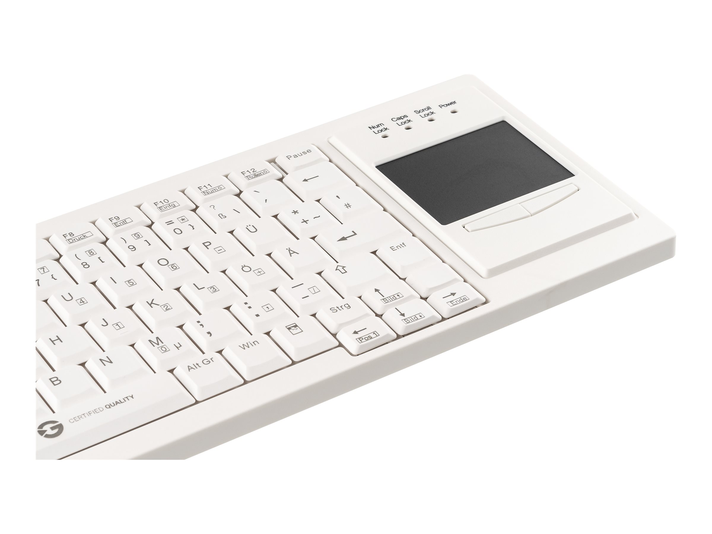 GETT Cleantype Xtra Touch WL kabellose Tastatur mit Touchpad Farbe weiss Layout
