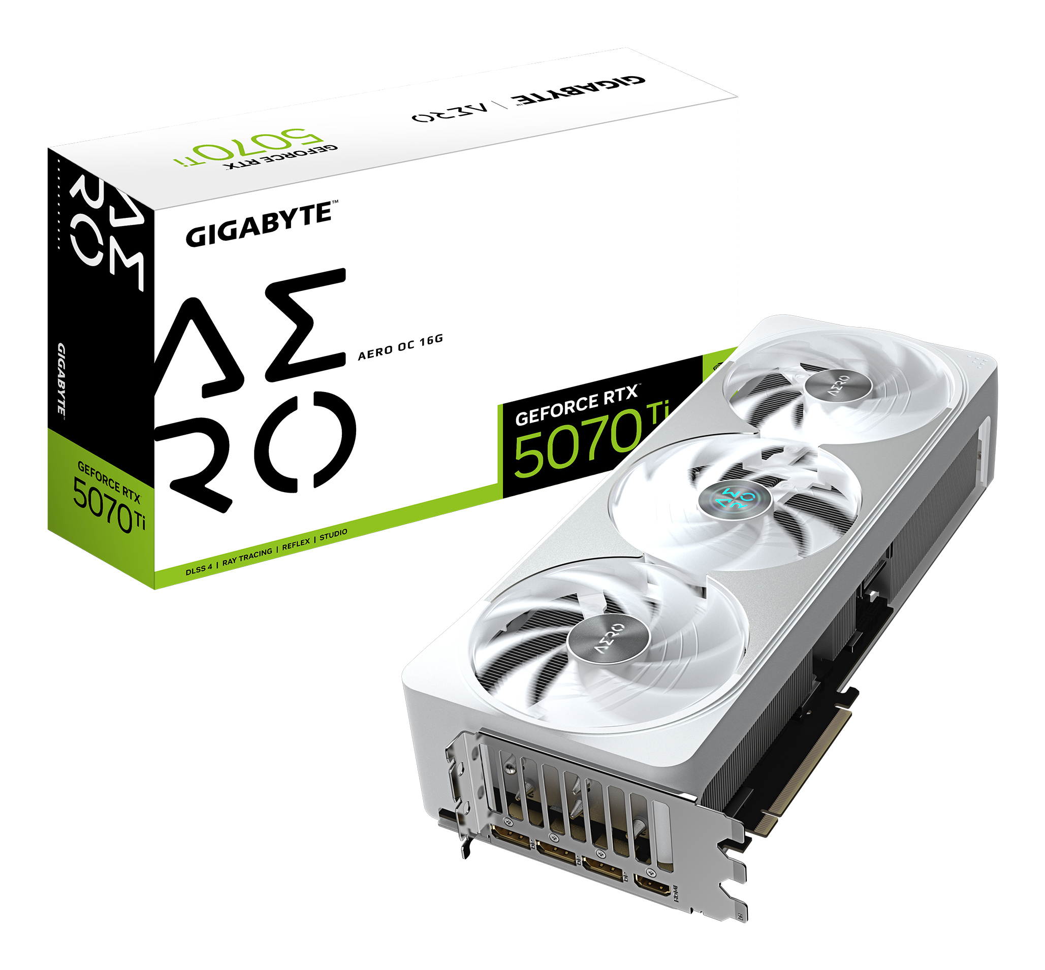 GIGABYTE GeForce RTX 5070 Ti AERO OC 16G Carte Graphique - 16 Go GDDR7, 256 bits, PCI-E 5.0, 2588 MHz Core Clock, 3 x DP 2.1a, 1 x HDMI 2.1b, NVIDIA DLSS 4, GV-N507TAERO OC-16GD