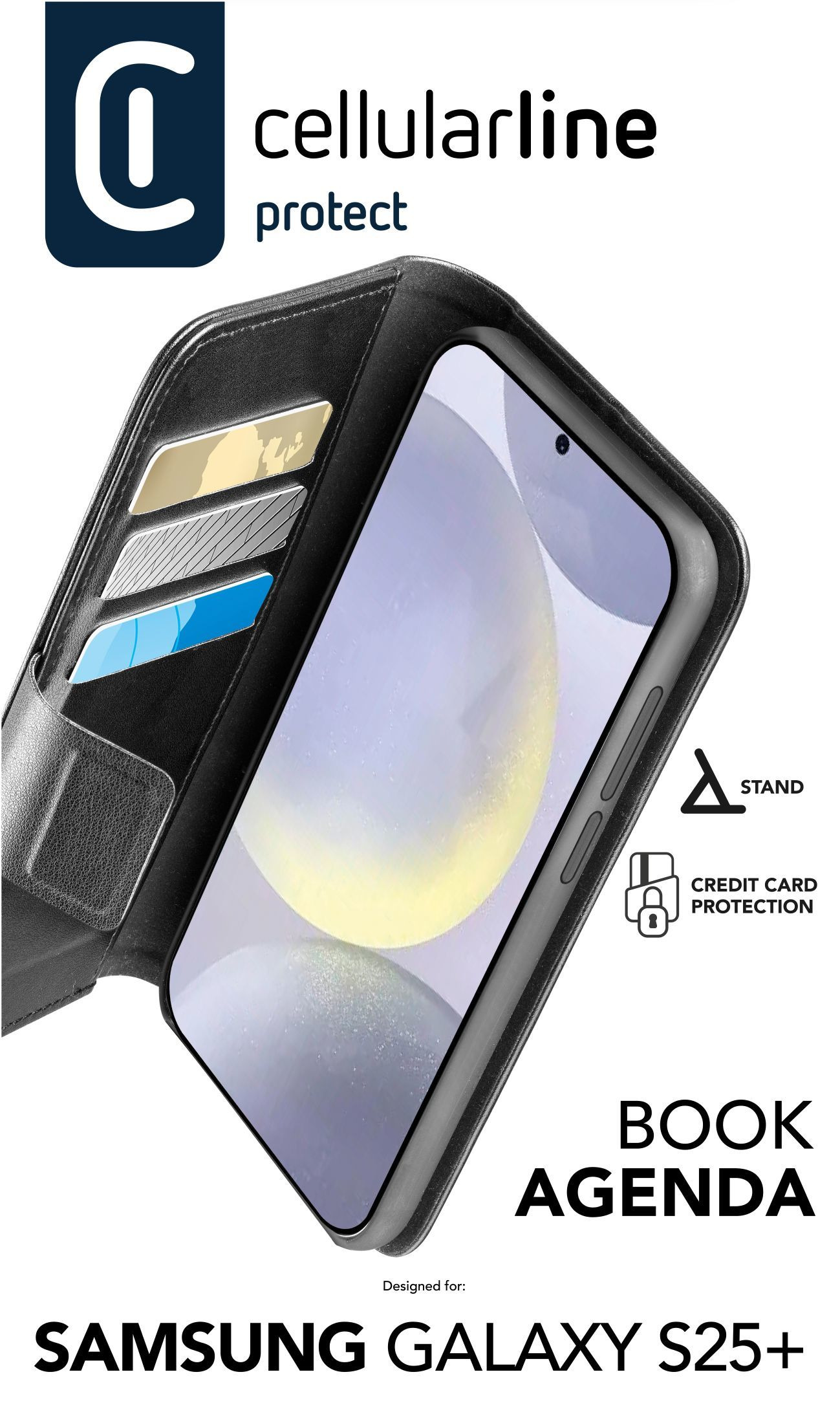 Cellularline Book Agenda 2 Case Galaxy S25+ Black