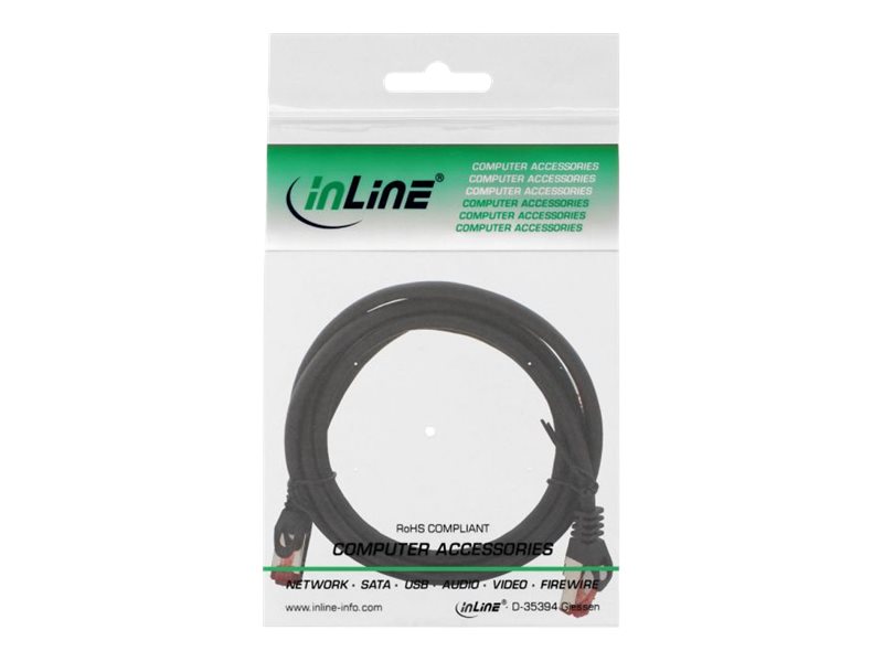 InLine Patch Cable S/FTP PiMF Cat.6 250MHz copper halogen free black 1m
