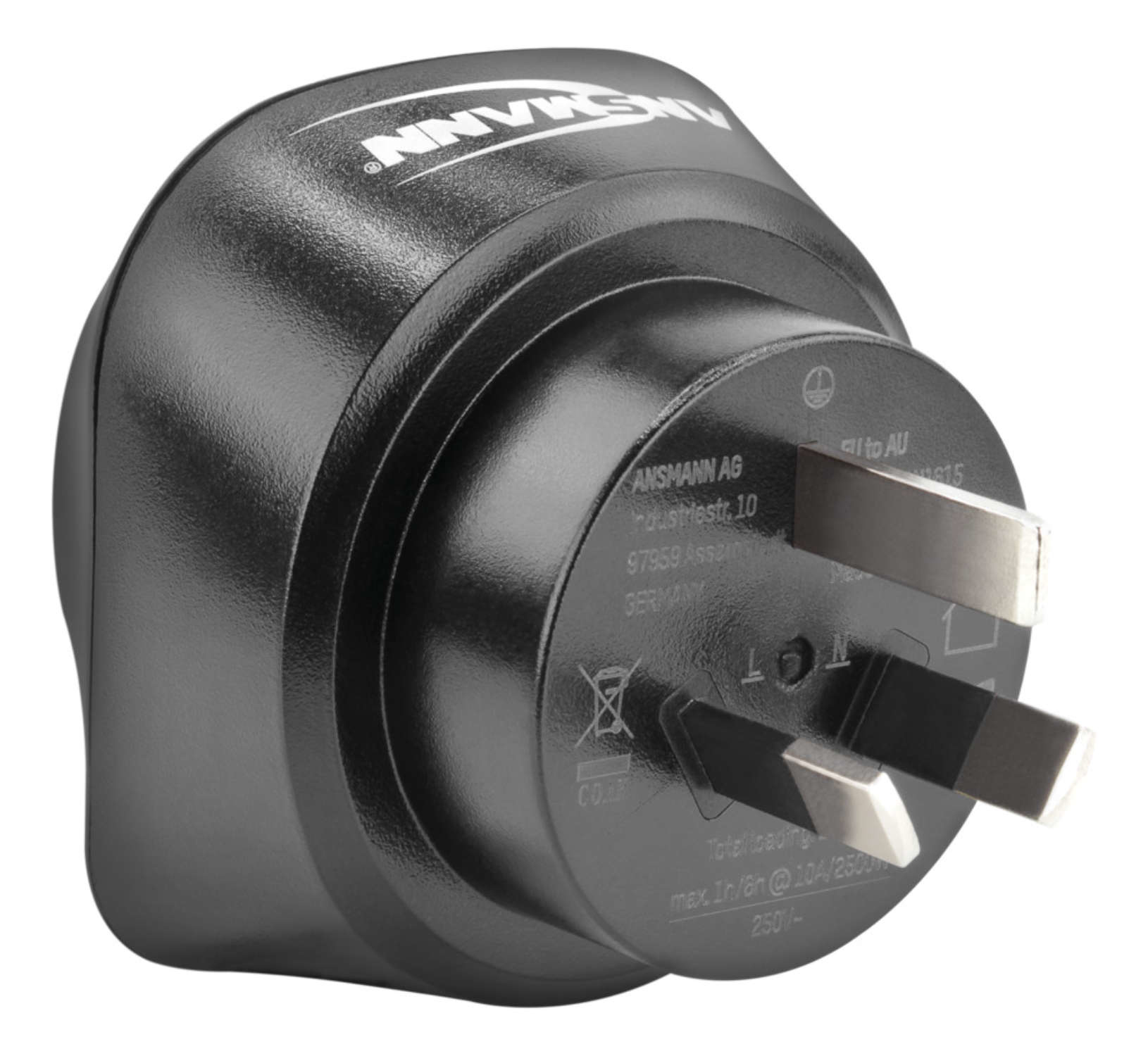 Ansmann 1250-0033 adattatore per presa di corrente Tipo I (AU) Tipo C (Europlug) Nero