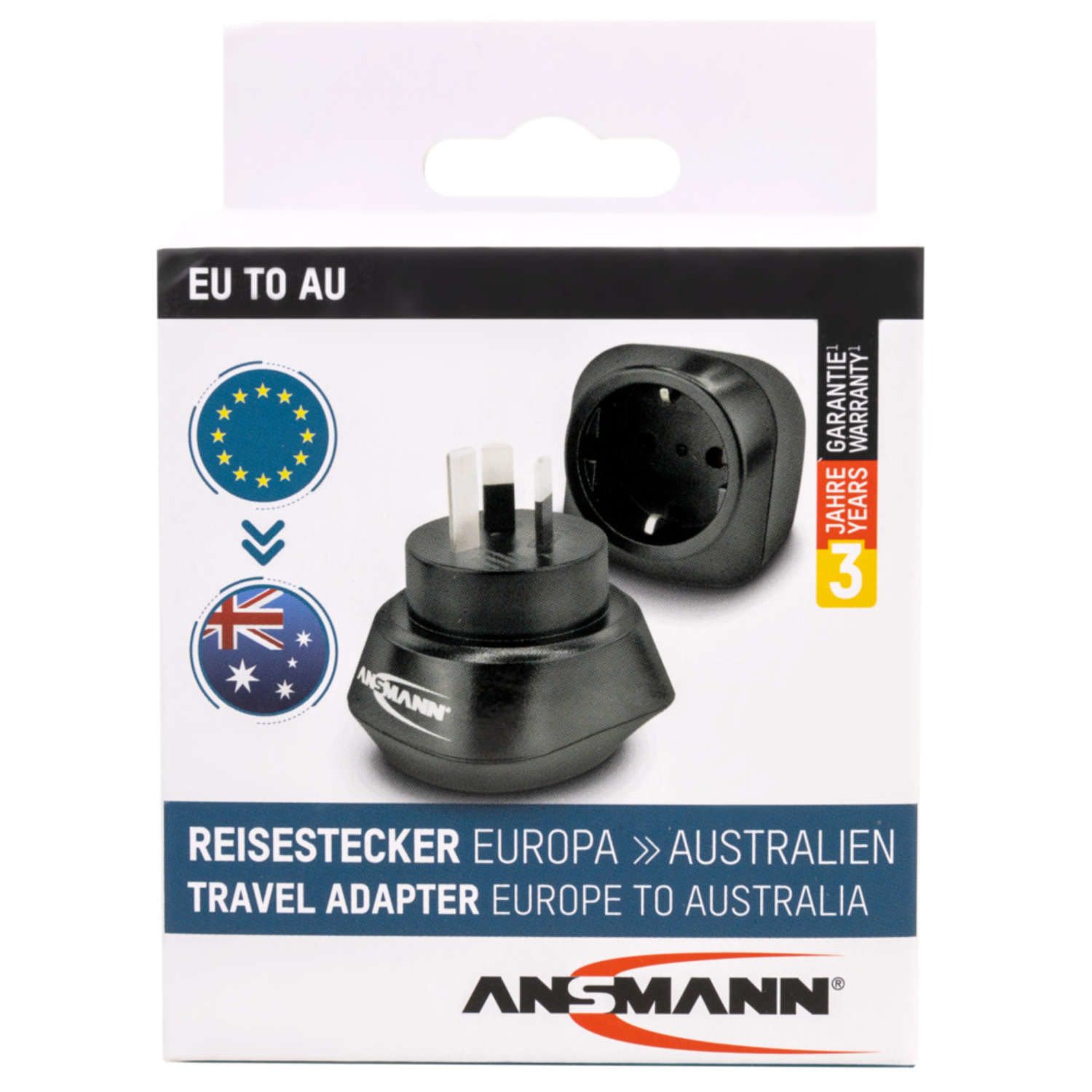 Ansmann 1250-0033 adattatore per presa di corrente Tipo I (AU) Tipo C (Europlug) Nero