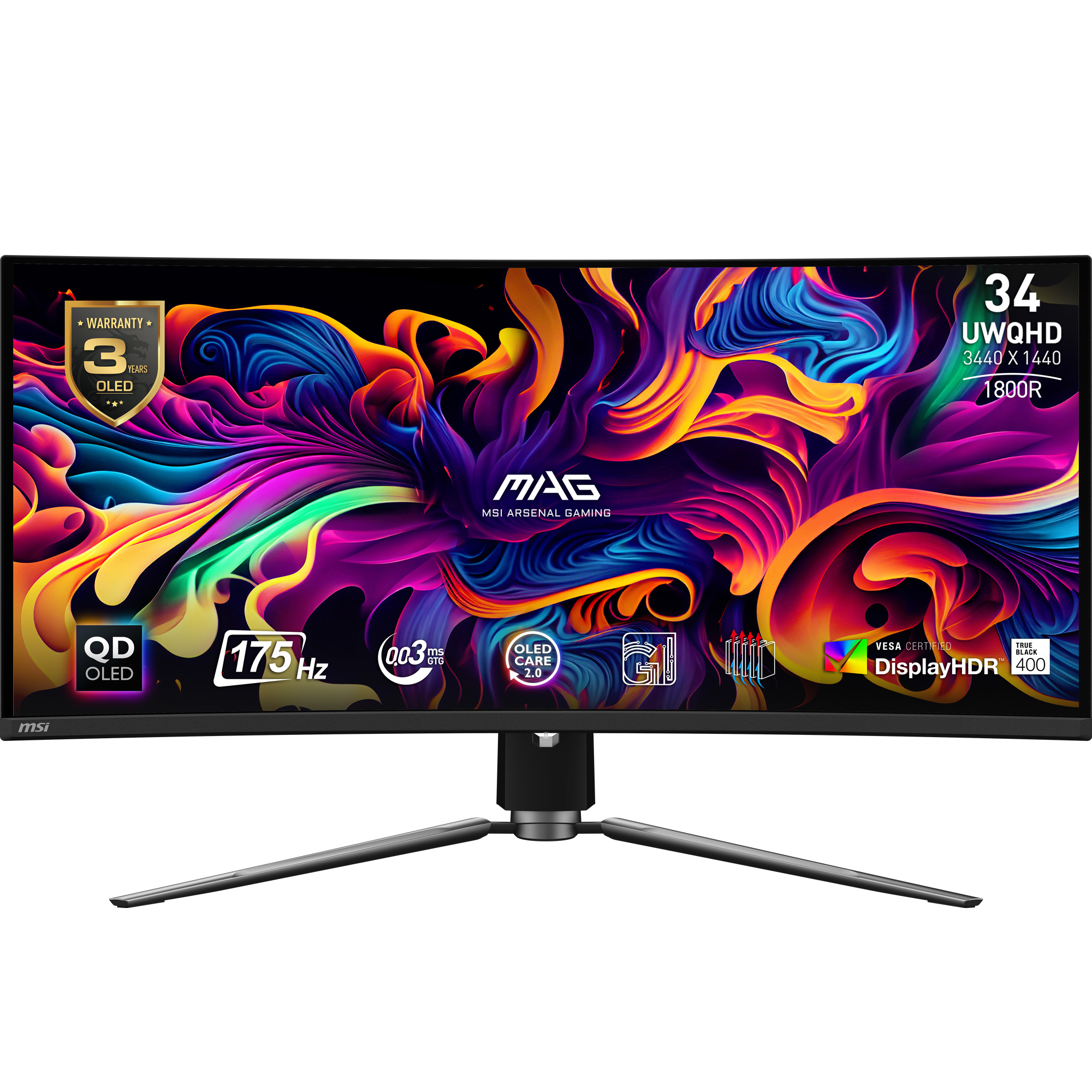 MSI MAG 341CQPDE QD-OLED - OLED-Monitor - Gaming - gebogen - 86.8 cm (34)