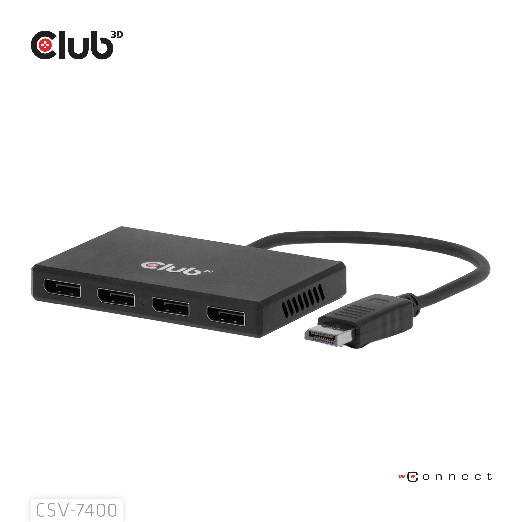 CLUB3D Quad DisplayPort Hub 4 x 4K Resolution @ 30Hz, MST Support