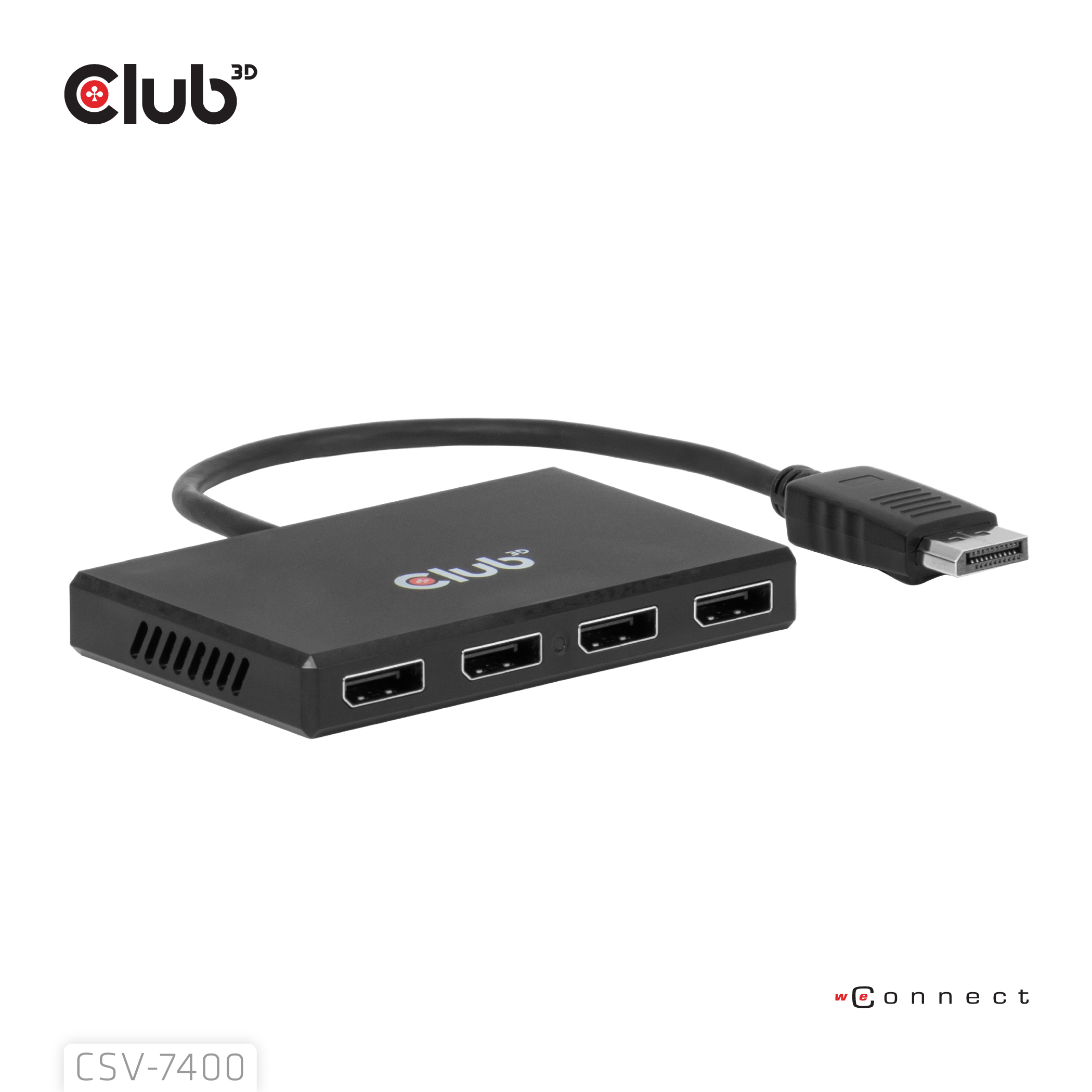 CLUB3D Quad DisplayPort Hub 4 x 4K Resolution @ 30Hz, MST Support