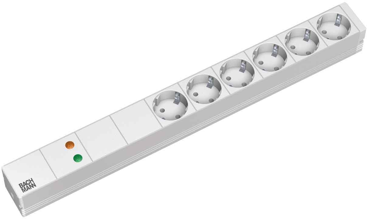Bachmann 5x Schuko, 2m base mltiple 6 salidas AC Gris