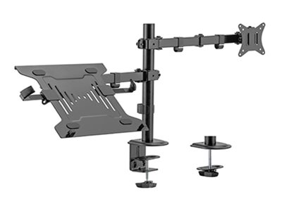 Gembird MA-DA-03 - Befestigungskit (Spannbefestigung f�r Tisch, 2 Gelenkarme, Notebook-Ablage, Kabeldurchf�hrungsklemme) - f�r Monitor/Notebook - Stahl, Kunststoff - Fine Texture Black - Bildschirmgr��e: up to 81.3 cm (monitor)