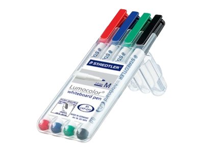 STAEDTLER Lumocolor 301 - Marker - f�r Glas, Whiteboard, Porzellan - Schwarz, Rot, Blau, Gr�n - 1 mm - Mittel (Packung mit 4)