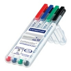 STAEDTLER Lumocolor 301 - Marker - f�r Glas, Whiteboard, Porzellan - Schwarz, Rot, Blau, Gr�n - 1 mm - Mittel (Packung mit 4)