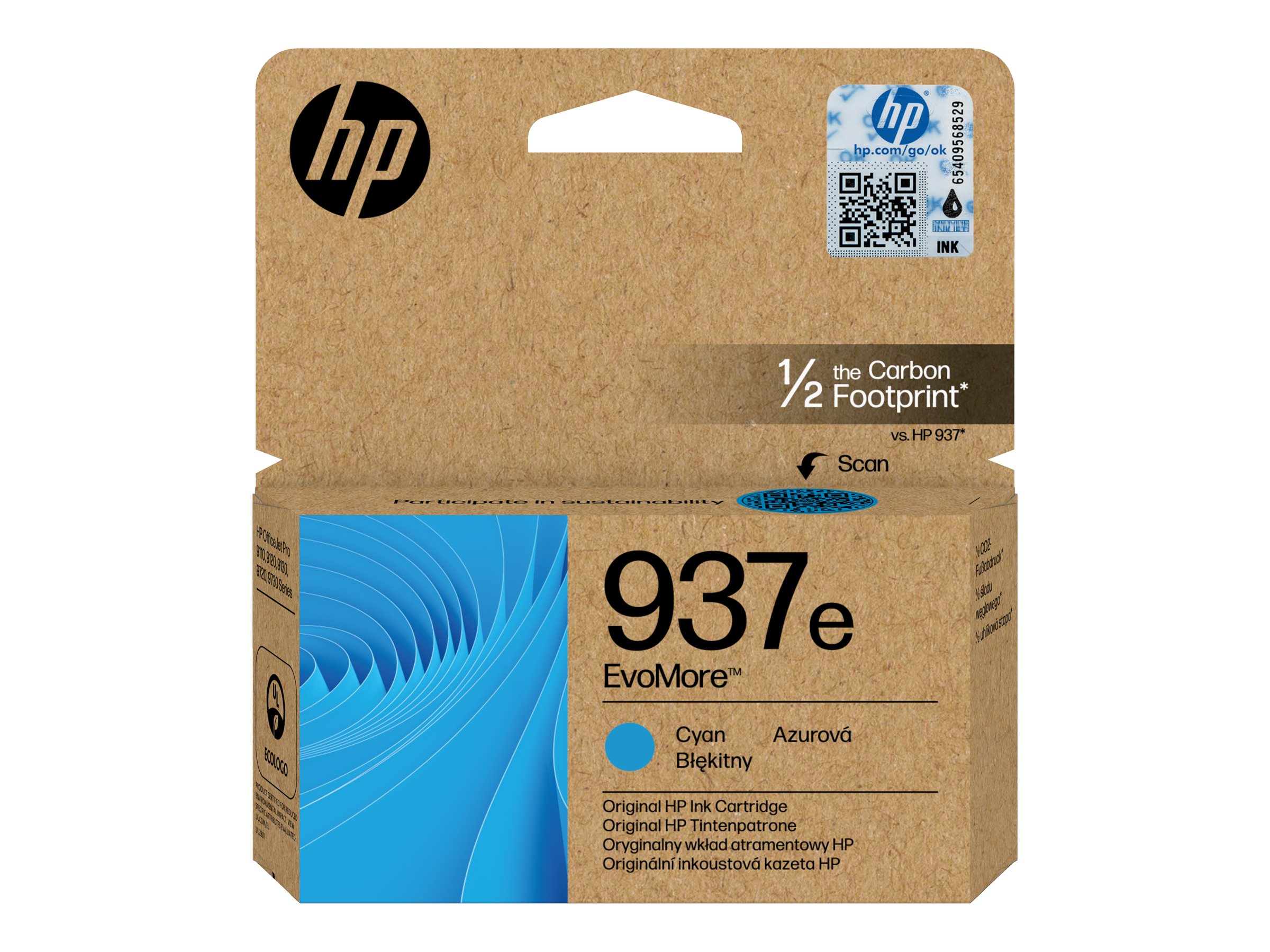HP 937e Cartouche d encre authentique Cyan EvoMore