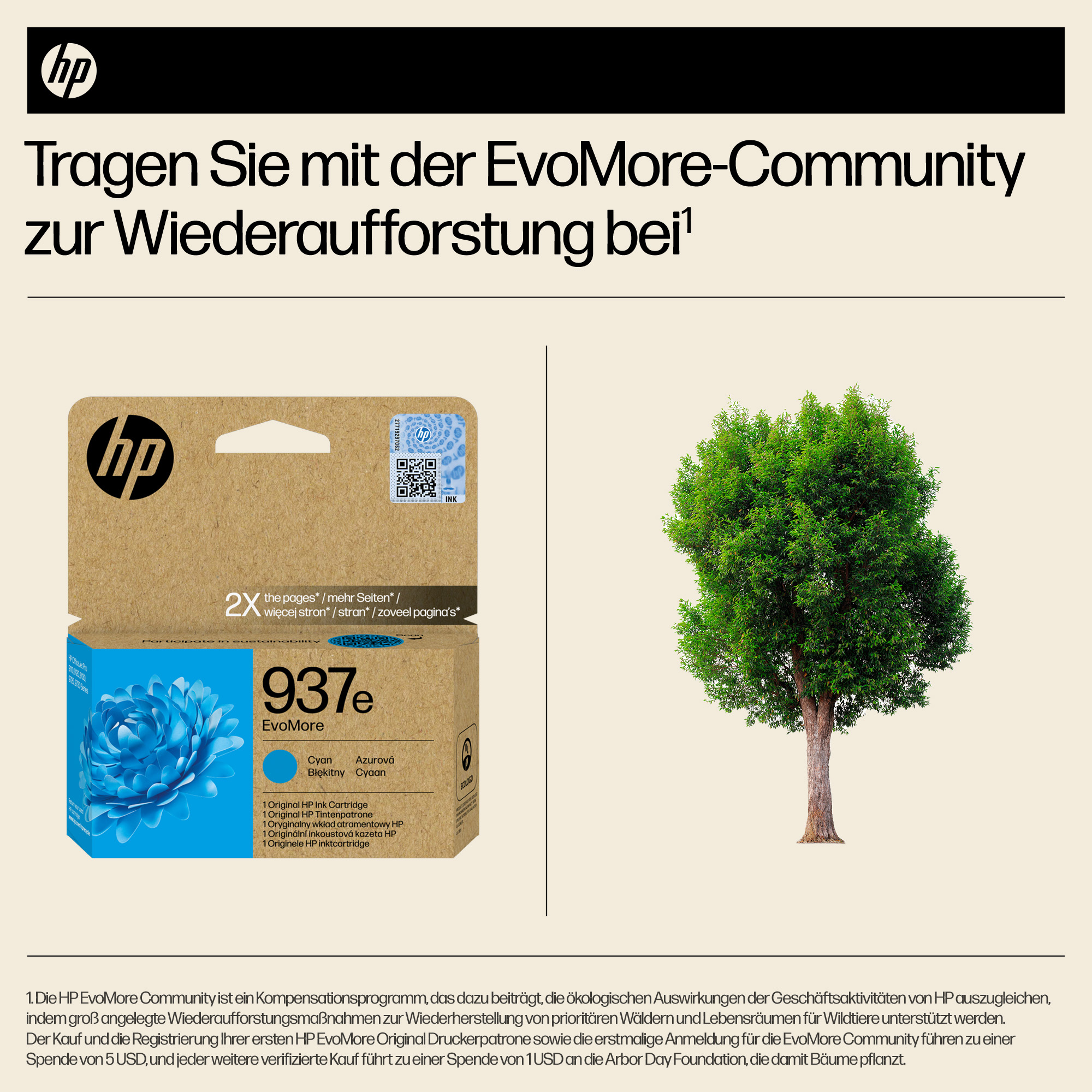 HP 937e EvoMore Cyan Original Ink Cartridge