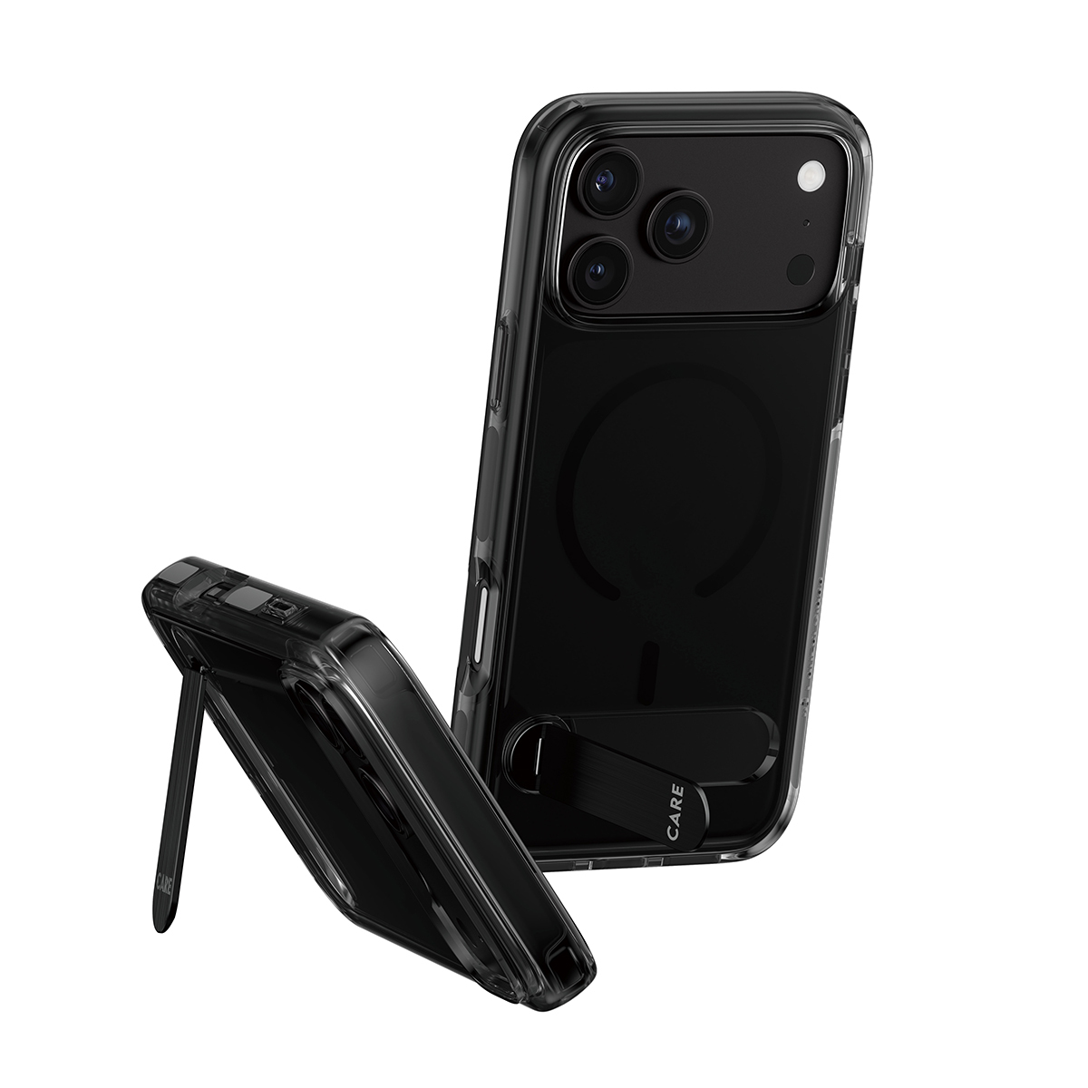 PanzerGlass CARE by � Kickstand Case Smokey w. Black MagSafe iPhone 2026 Pro Max | 17 Pro Max coque de protection pour t�l�phones portables Housse Transparent