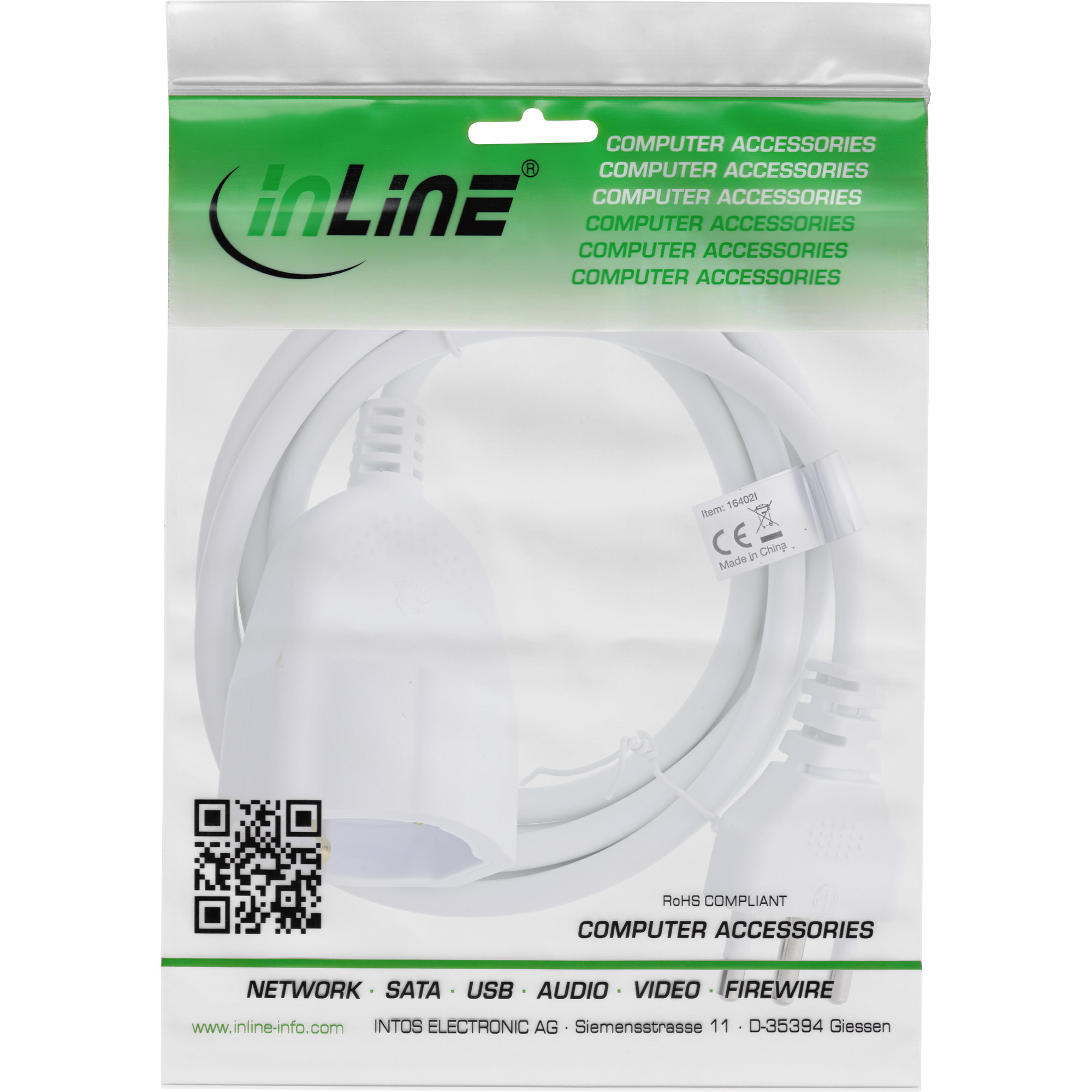 InLine 16402I multiprise 2 m 1 sortie(s) CA Intrieure Blanc