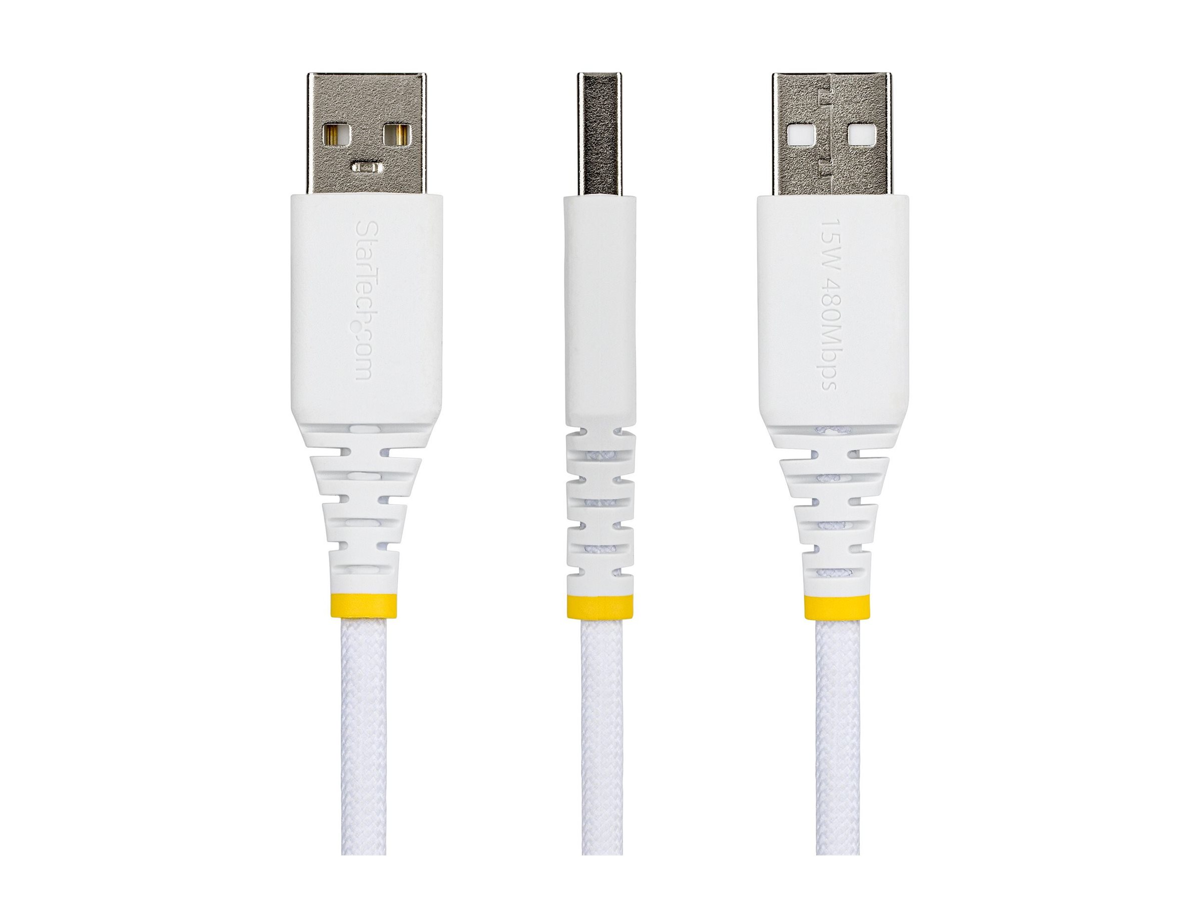 StarTech.com Cable Cargador USB-A a USB-C de 15cm - 15W 3A - Cable USB a Tipo C de Carga R�pida Trenzado de Nailon - Recubrimiento de TPE - Blanco