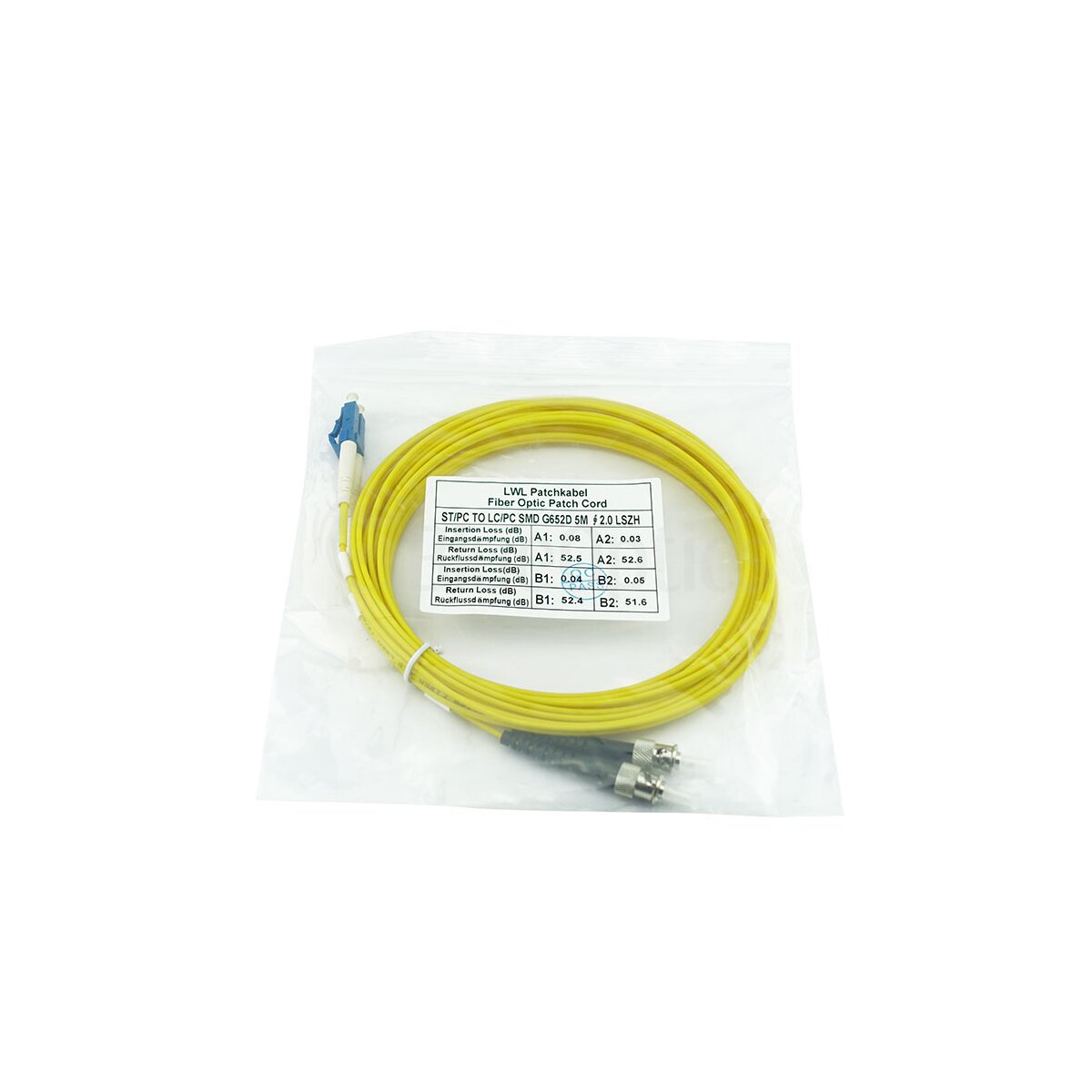 BlueOptics Duplex LWL Patchkabel LC-UPC/ST-PC Singlemode 5 Meter