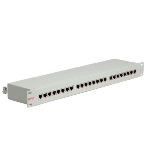 ROLINE Cat.5e 19 Patch Panel, 24 Ports, STP light grey