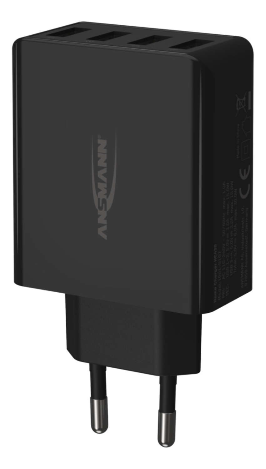 Ansmann Home Charger HC430 - Netzteil - 30 Watt - 6 A - 4 Ausgabeanschlussstellen (4 x USB)