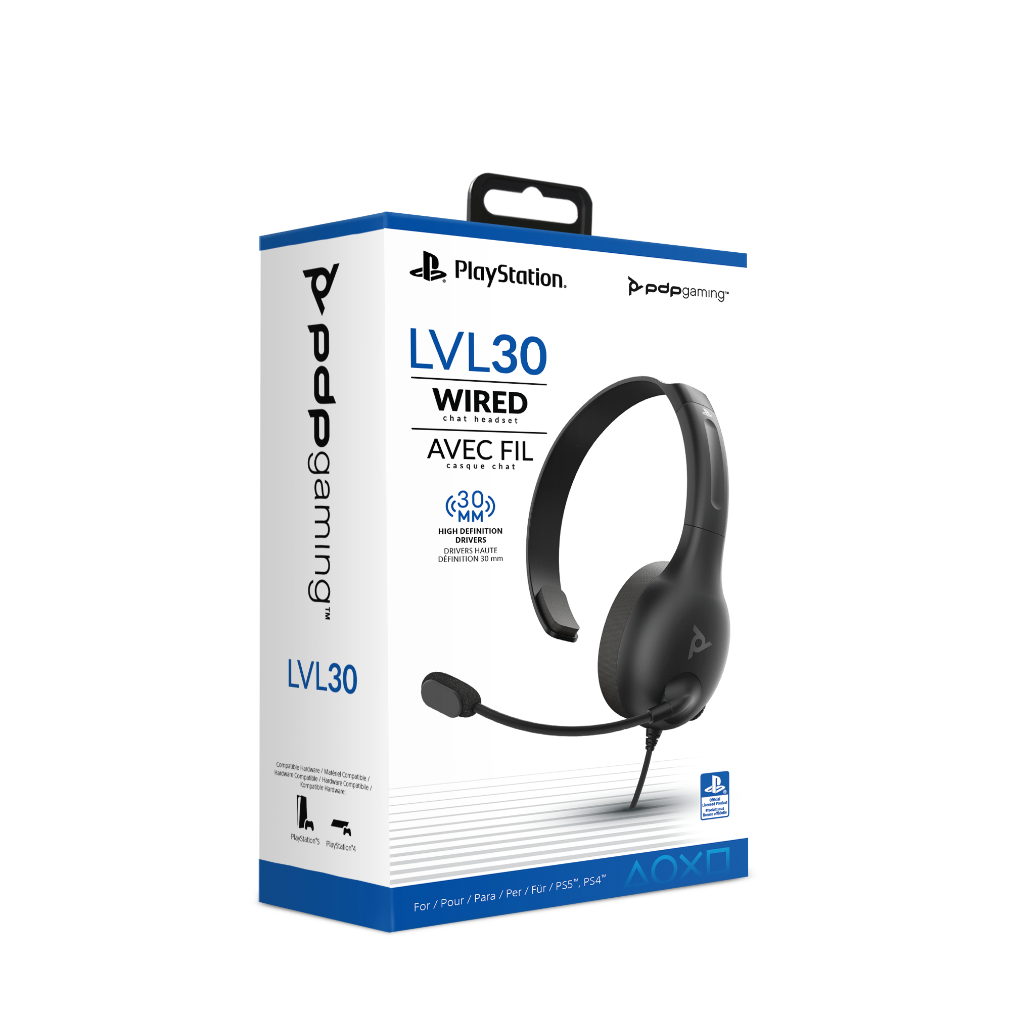 PDP LVL30 Wired Mono Gaming Headset for PlayStation 4 Gray With
