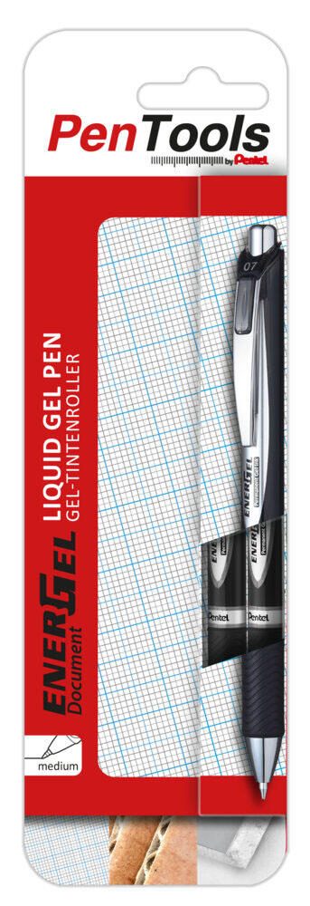 Pentel Liquid Gel-Tintenroller EnerGel Document 2er Etui Farbe schwarz Strichst�rke 0