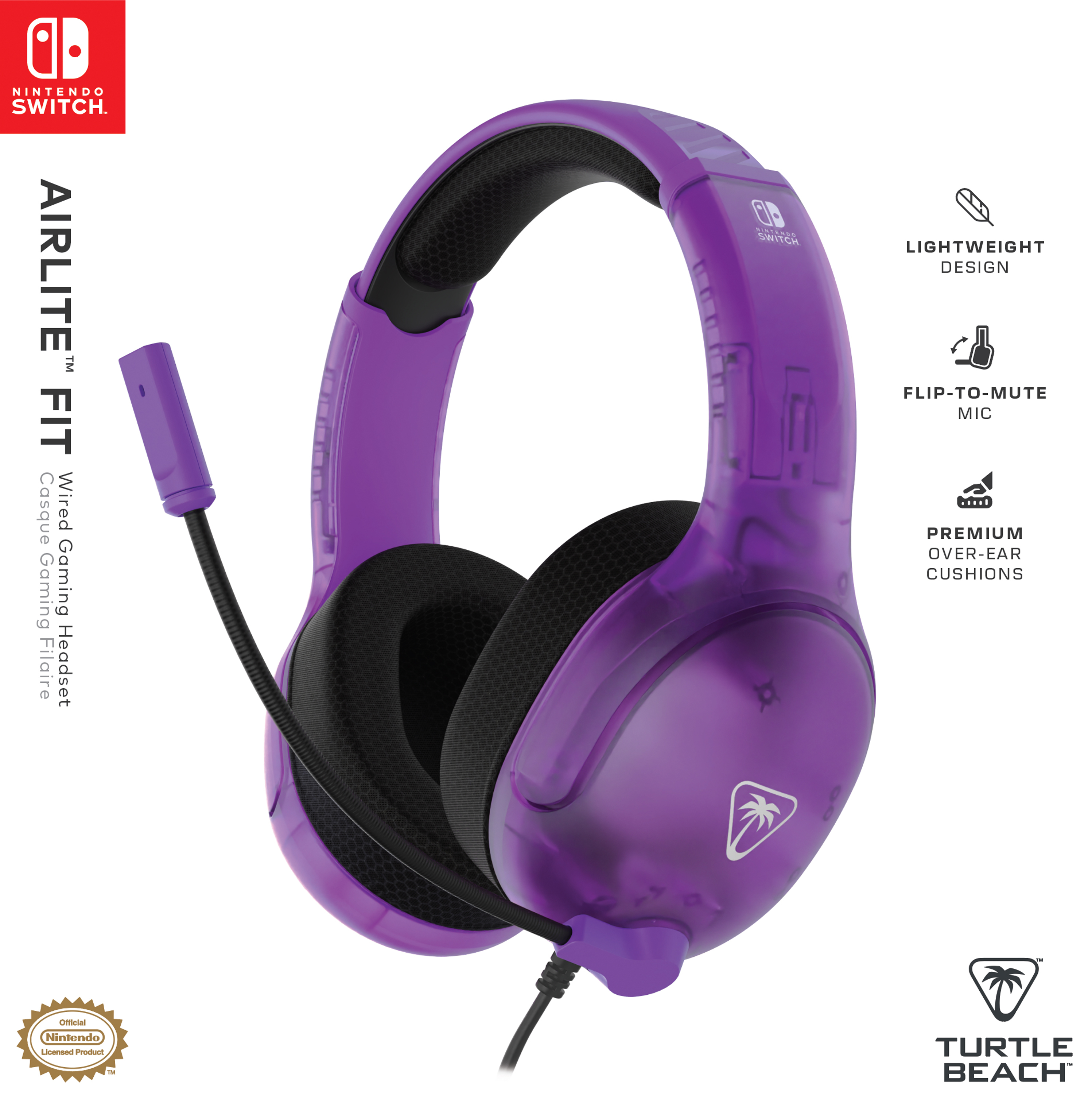 Turtle Beach Airlite Fit Auricolare Cablato A Padiglione Gaming Nero, Viola