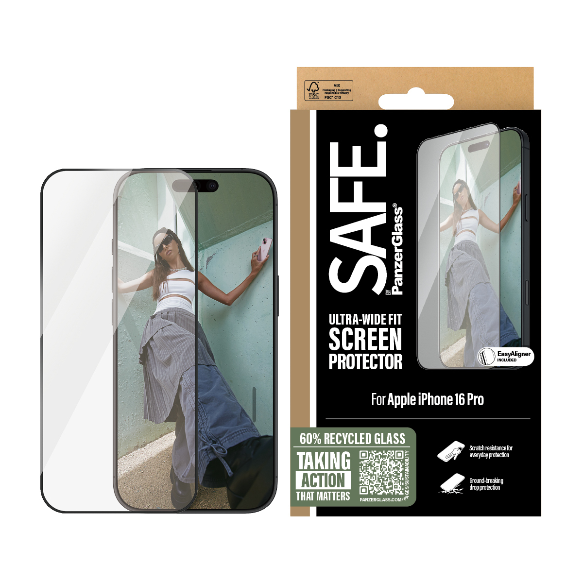 PanzerGlass SAFE. by Screen Black Frame iPhone24 Pro UWF