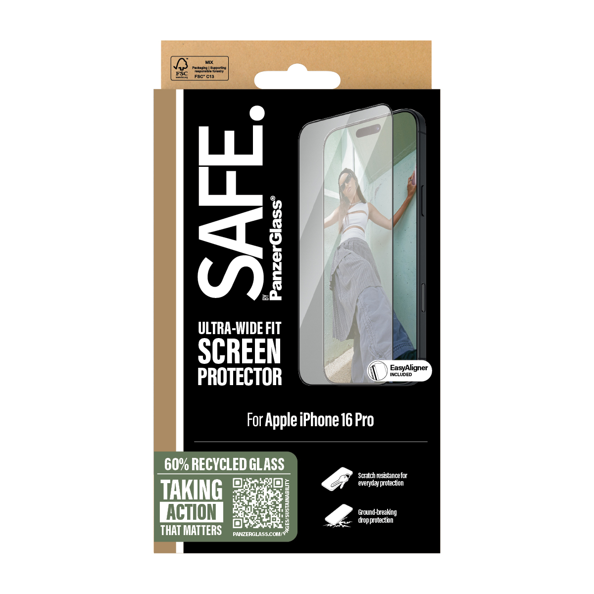 PanzerGlass SAFE. by Screen Black Frame iPhone24 Pro UWF
