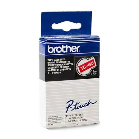 Brother TC-495 - laminiertes Band - Wei� auf Rot - f�r P-Touch PT-2000, PT-3000, PT-500, PT-5000, PT-8E
