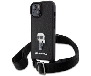 Karl Lagerfeld Saffiano Case Metal Ikonik iPhone 15 black