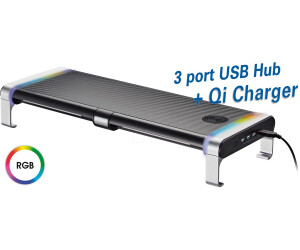 myWall Hyper Gaming Monitor Rack F�r Bildschirme, Laptops, usw. bis 20 kg, mit Qi Charger, RGB Beleuchtung & eingebautem 3 Port USB Hub